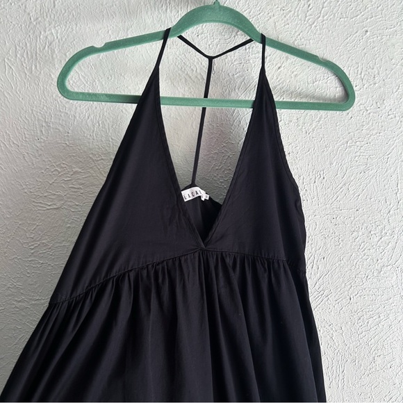LACAUSA Anthropologie Black Cotton Halter Maxi Dress Size Small - Picture 3 of 7